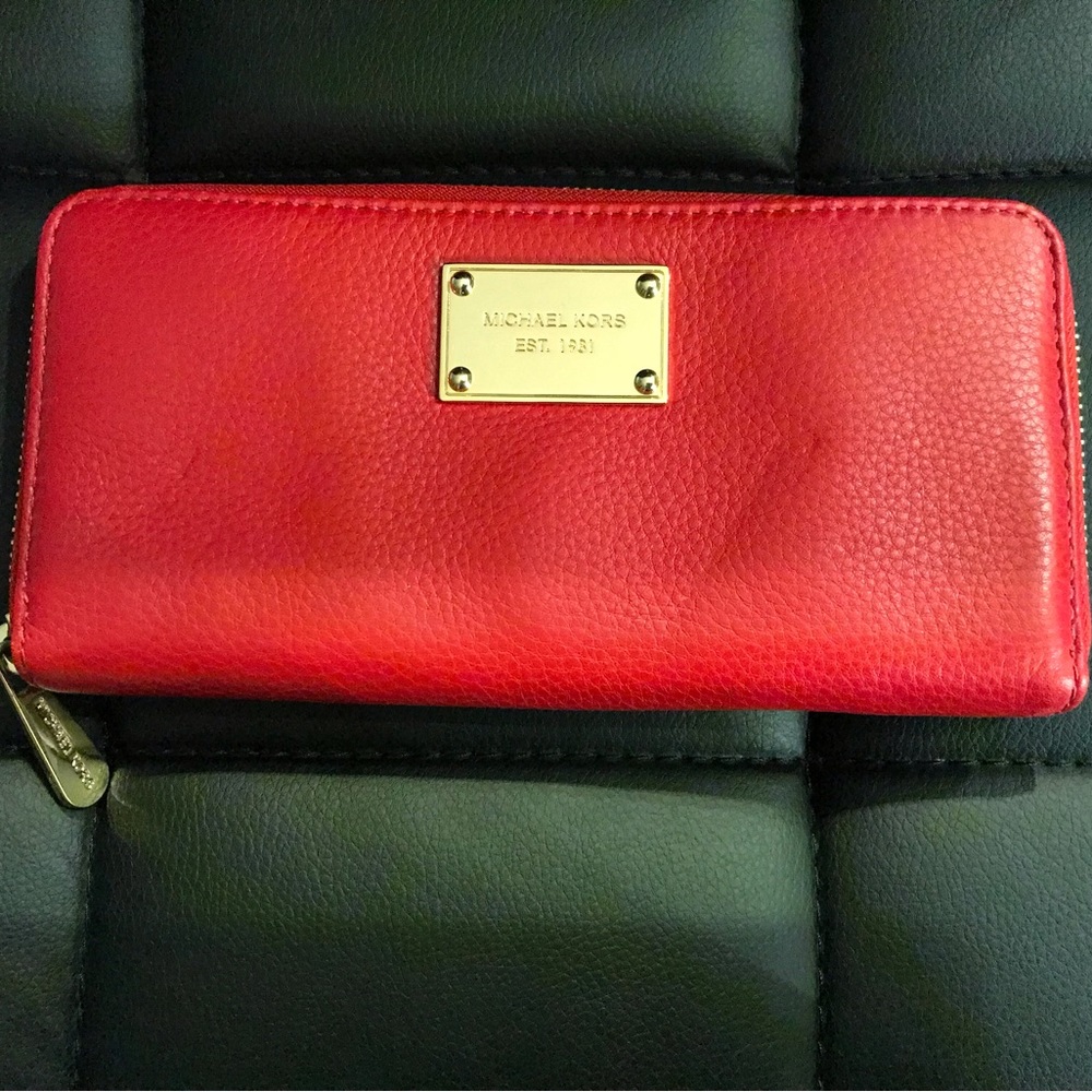 Michael Kors, Red, Leather, Wallet